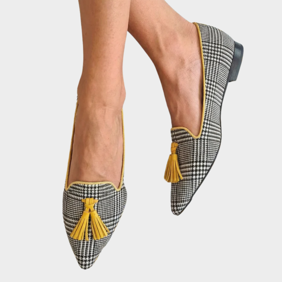 Élina | Mocasines Pied-de-Poule con Pompones
