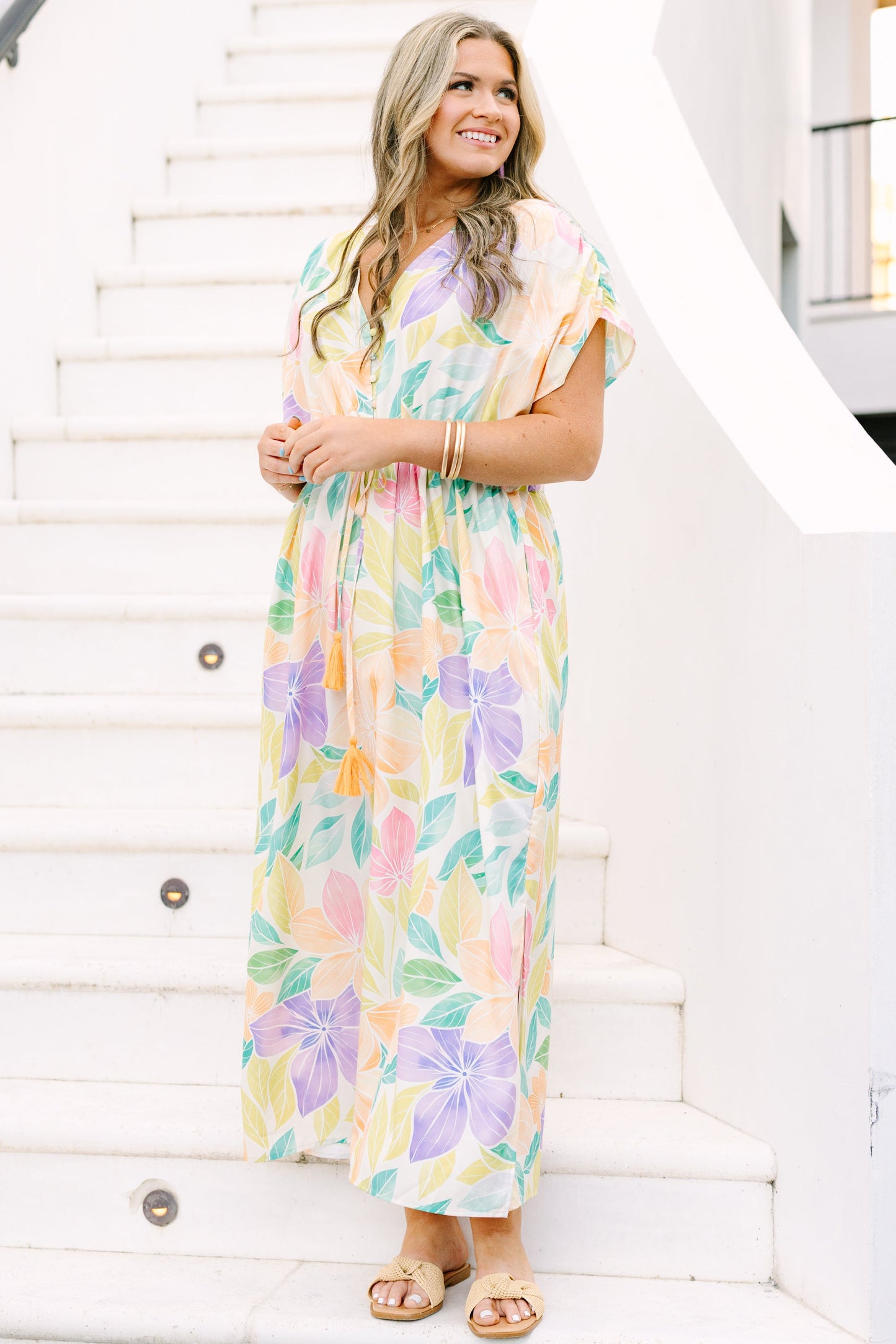 Vestido Susurro de Orquídea, Crema de Naranja