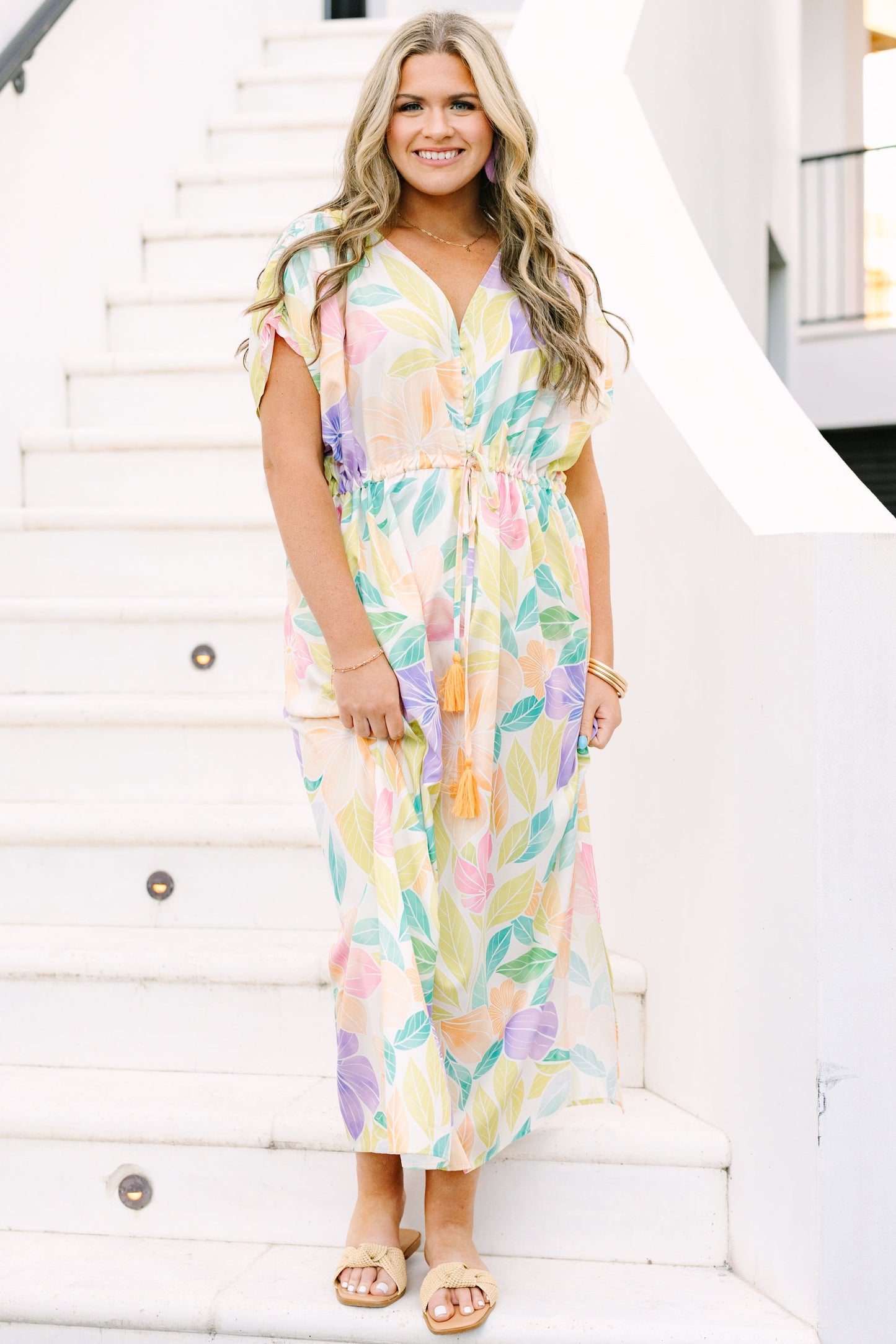 Vestido Susurro de Orquídea, Crema de Naranja
