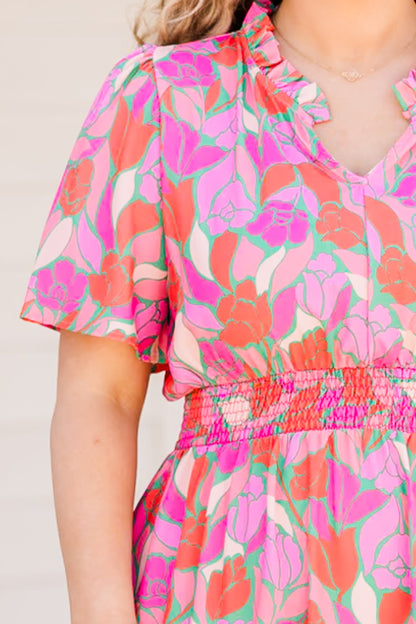 Vestido Maxi Plant Smiles, Multicolor Rosa