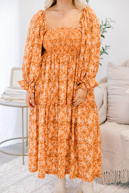 Vestido Pasiones Positivas, Floral Naranja