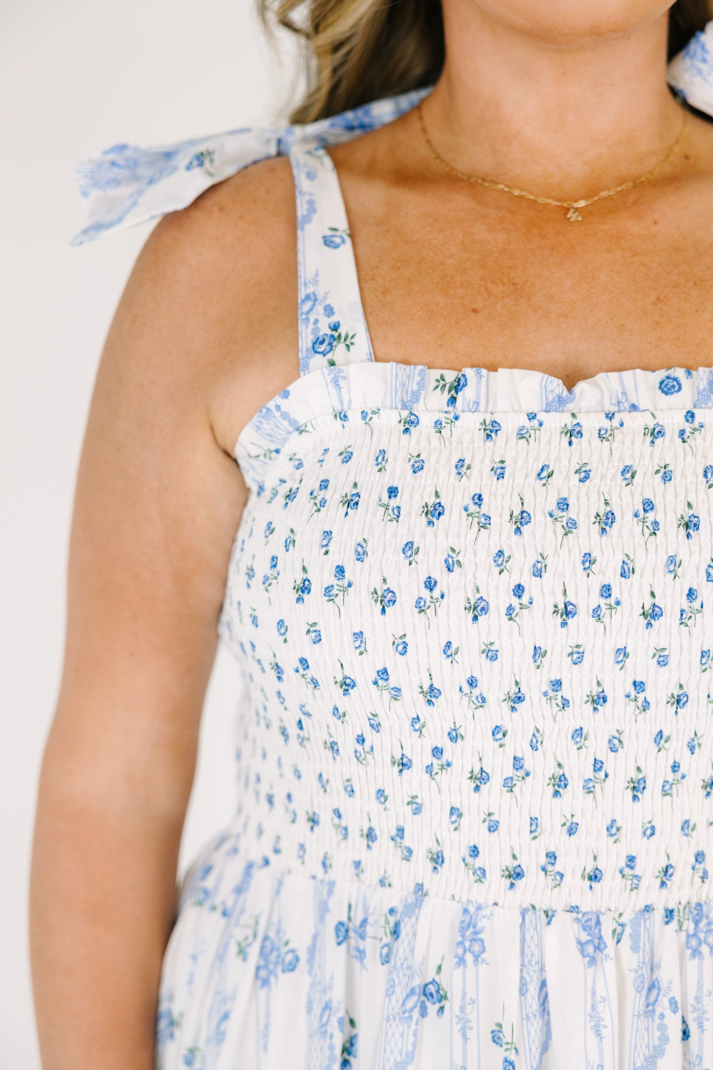 Vestido Promesa en Flor, Azul Cielo
