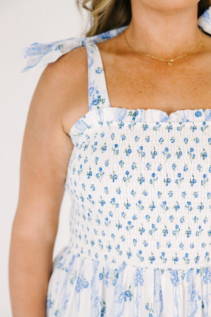 Vestido Promesa en Flor, Azul Cielo