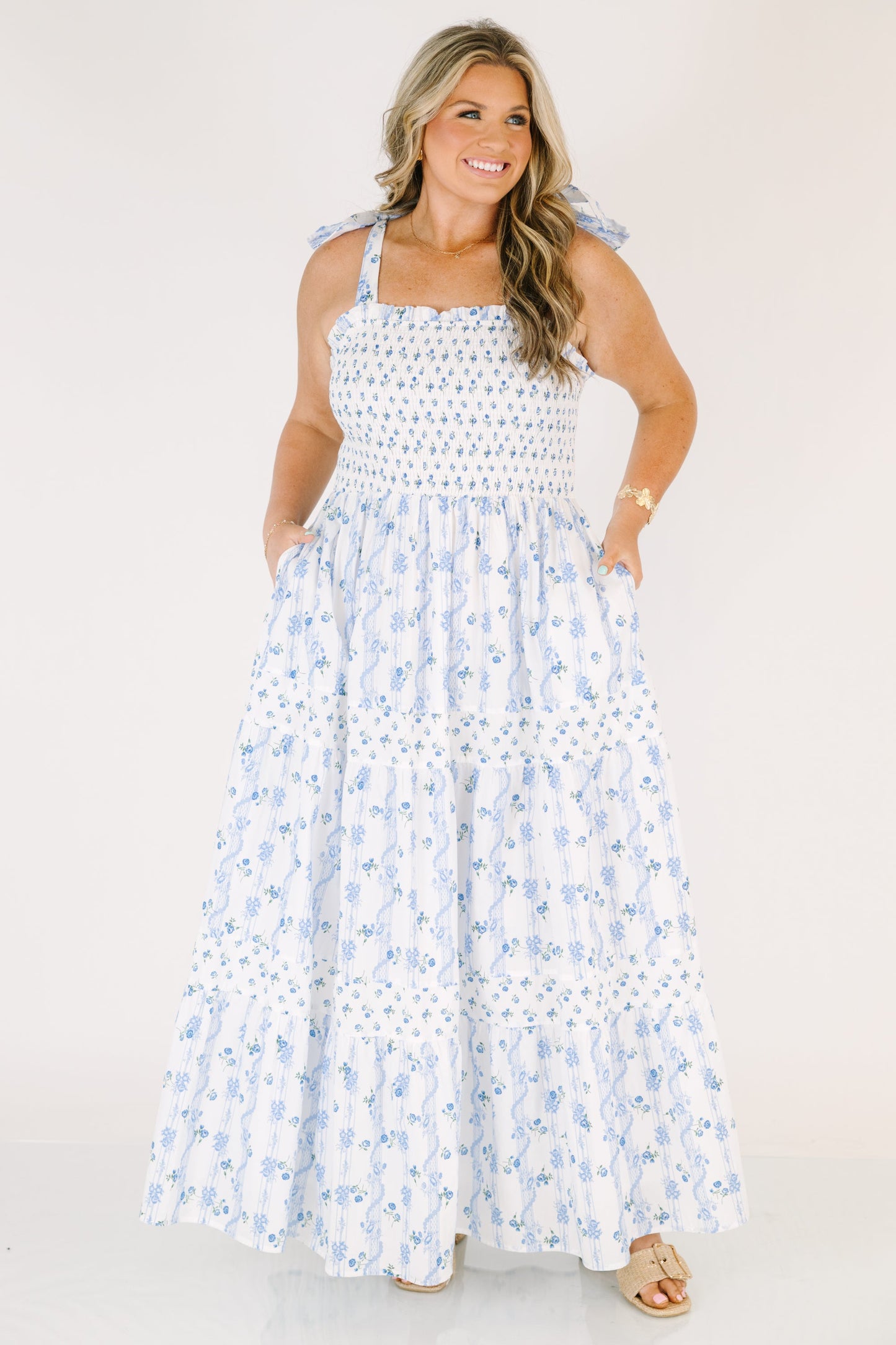 Vestido Promesa en Flor, Azul Cielo