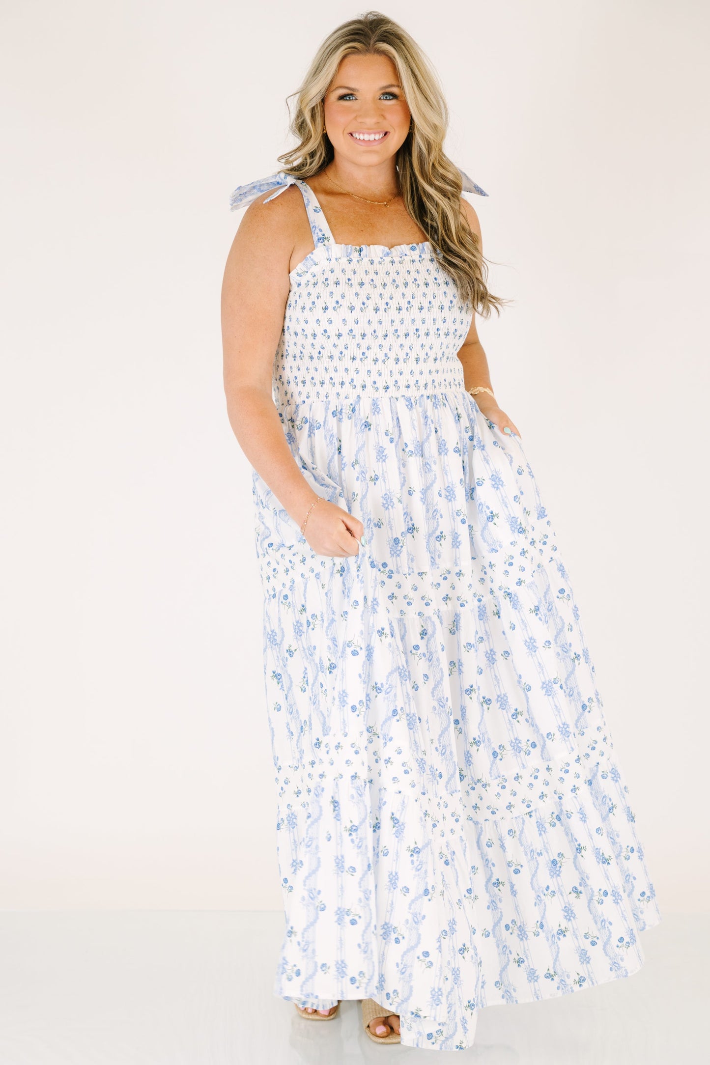 Vestido Promesa en Flor, Azul Cielo