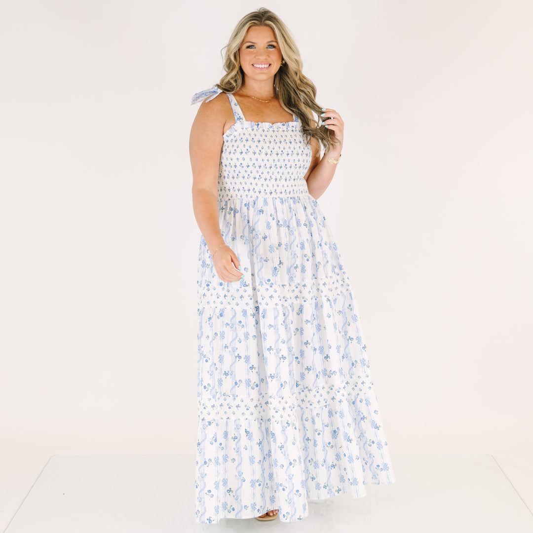 Vestido Promesa en Flor, Azul Cielo