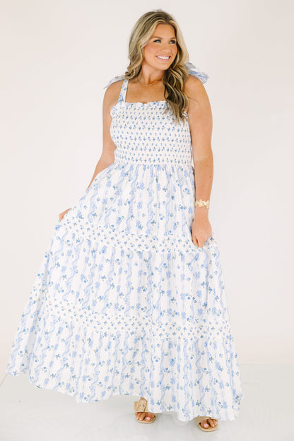 Vestido Promesa en Flor, Azul Cielo