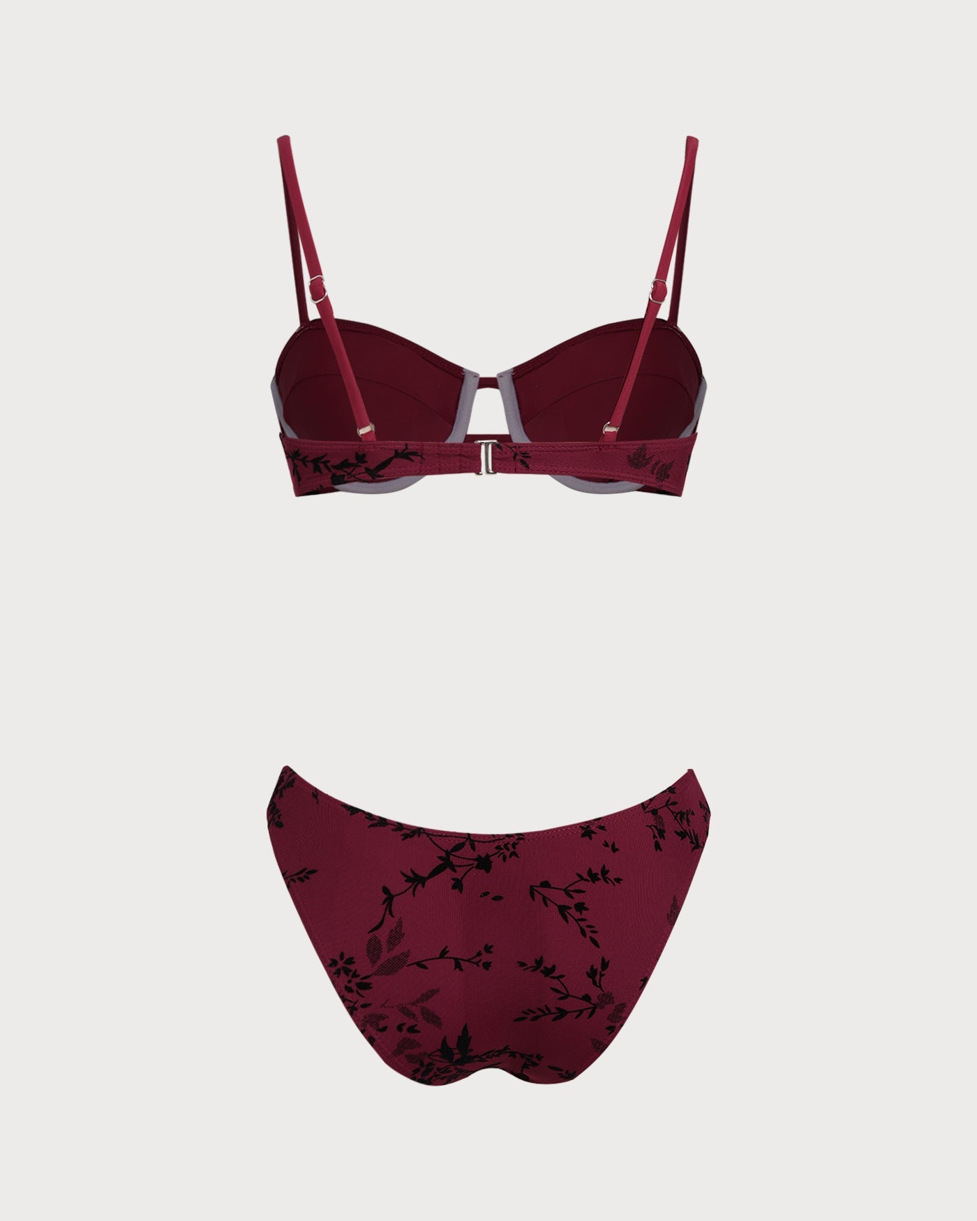 Conjunto de Bikini Rojo Floral con Aros