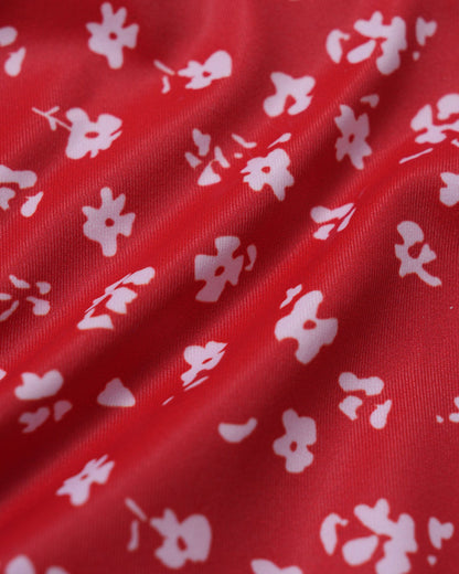 Conjunto de Bikini Triangular con Cordón Floral Rojo