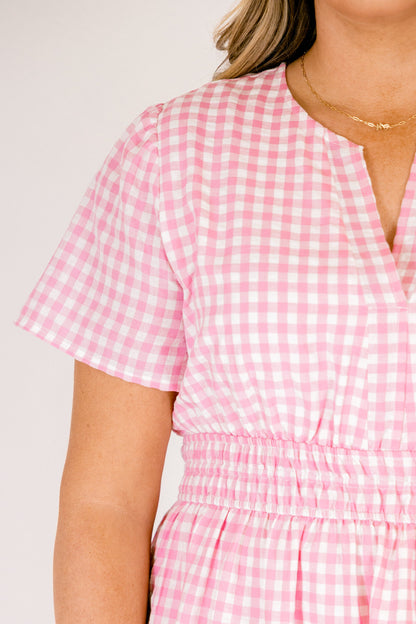 Vestido de Intenciones Simples, Cuadros Rosados