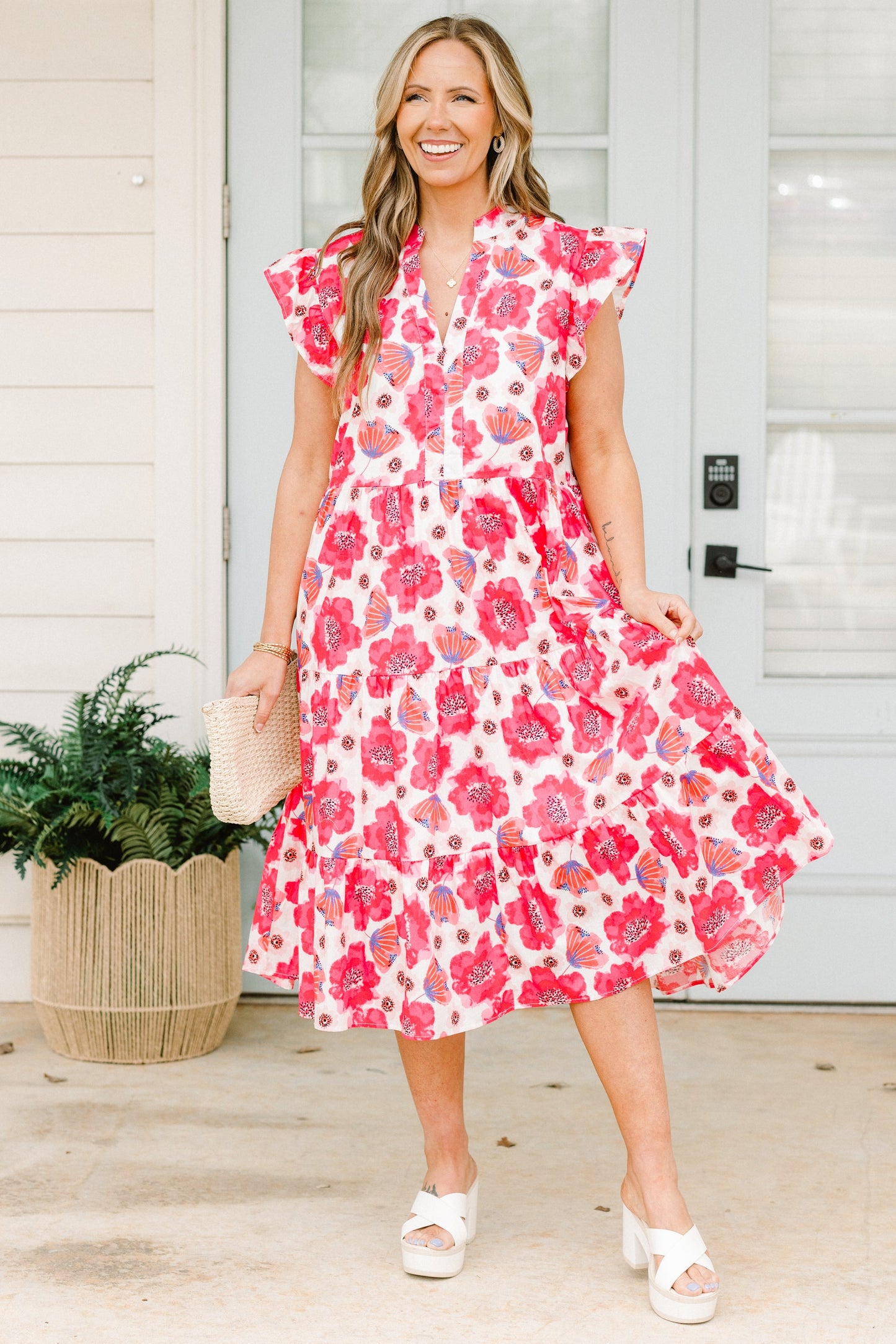 Simplemente El Vestido Midi Vibe, Fucsia