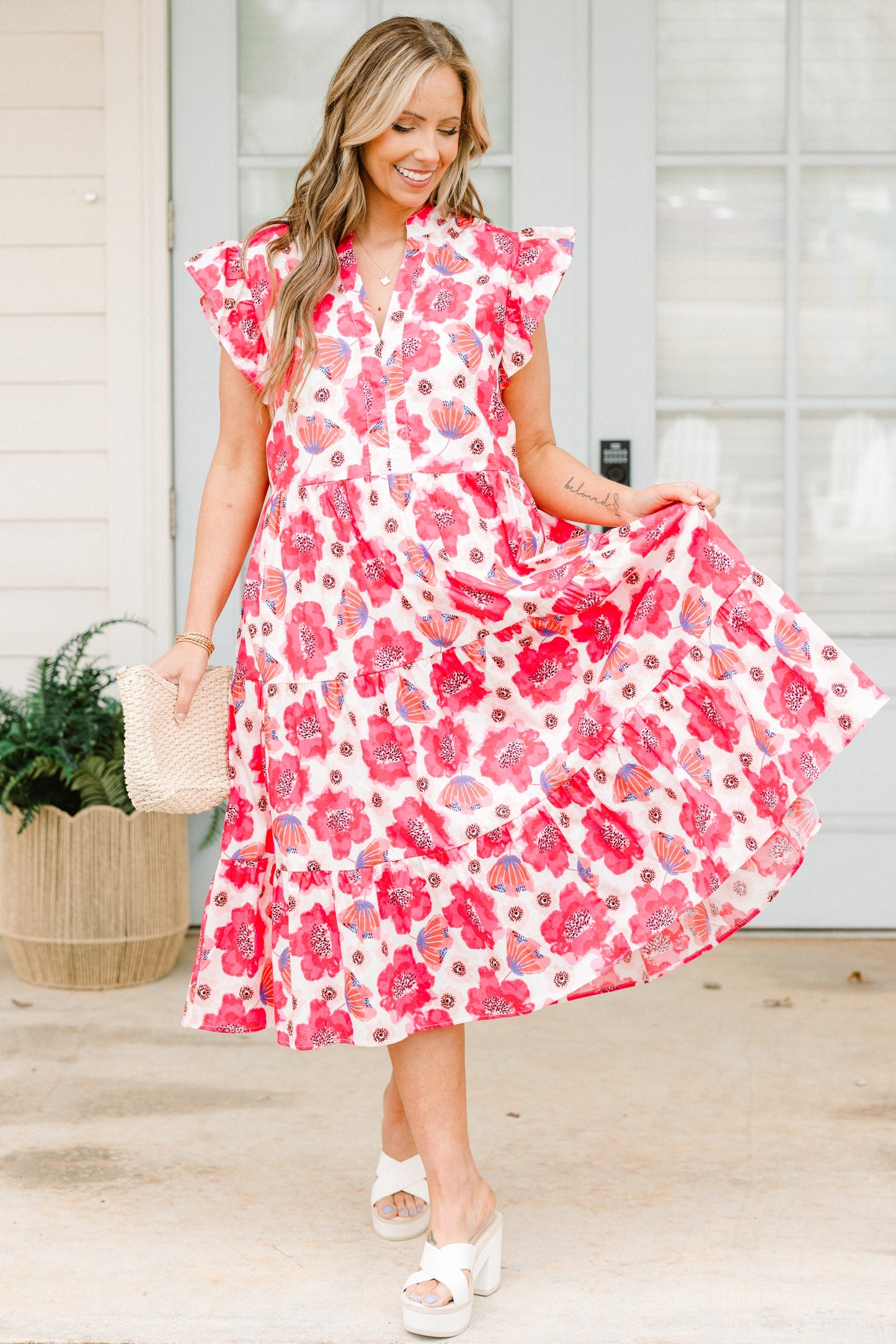 Simplemente El Vestido Midi Vibe, Fucsia