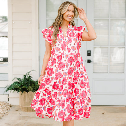 Simplemente El Vestido Midi Vibe, Fucsia