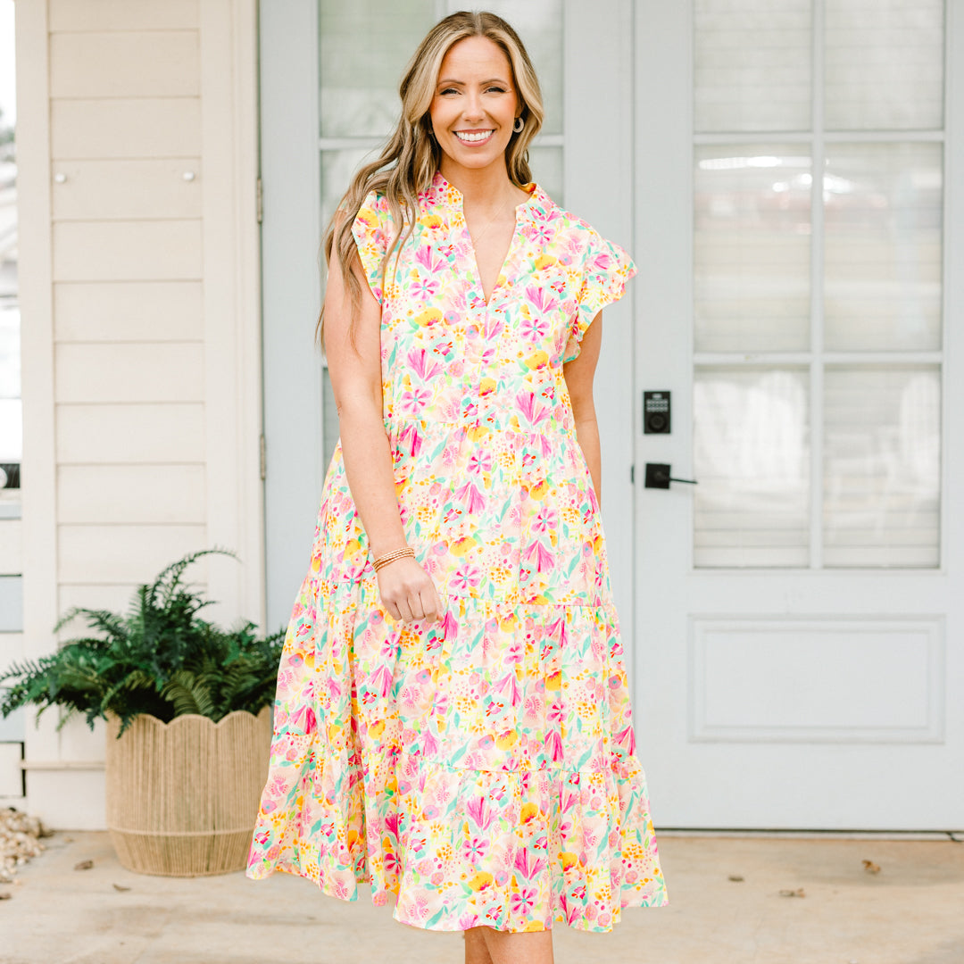 Simplemente El Vestido Midi Vibe, Rosa