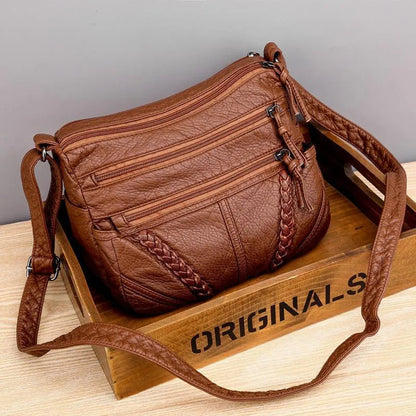 Océane | Bolsa de Bandolera Trenzada Multi-Zips