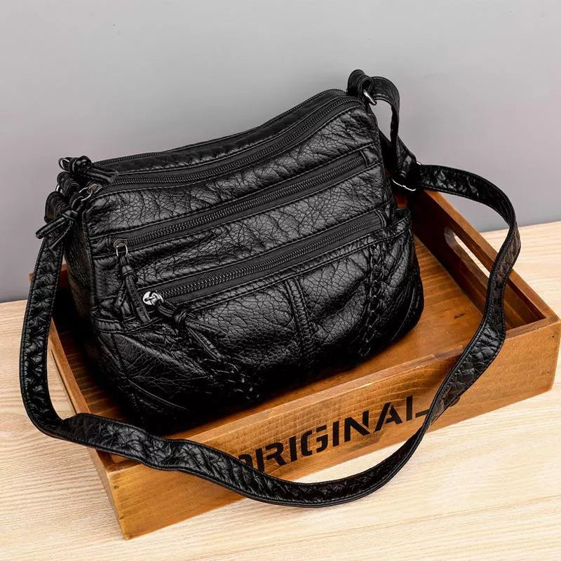 Océane | Bolsa de Bandolera Trenzada Multi-Zips