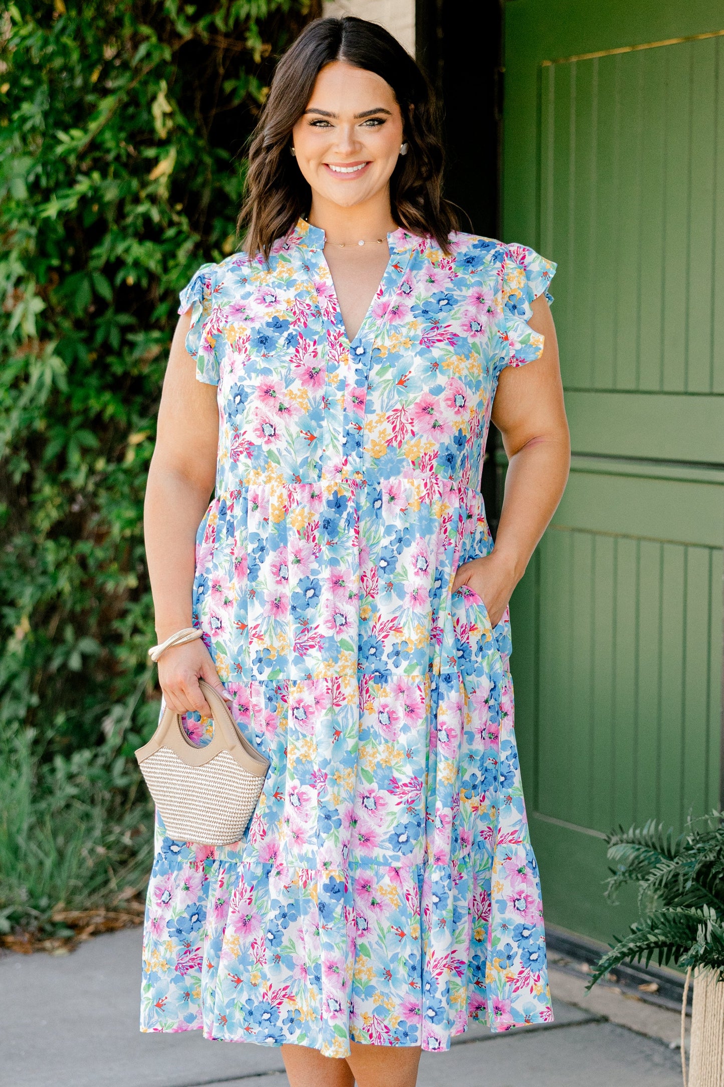 Vestido Midi Esplendor Primaveral, Floral Azul