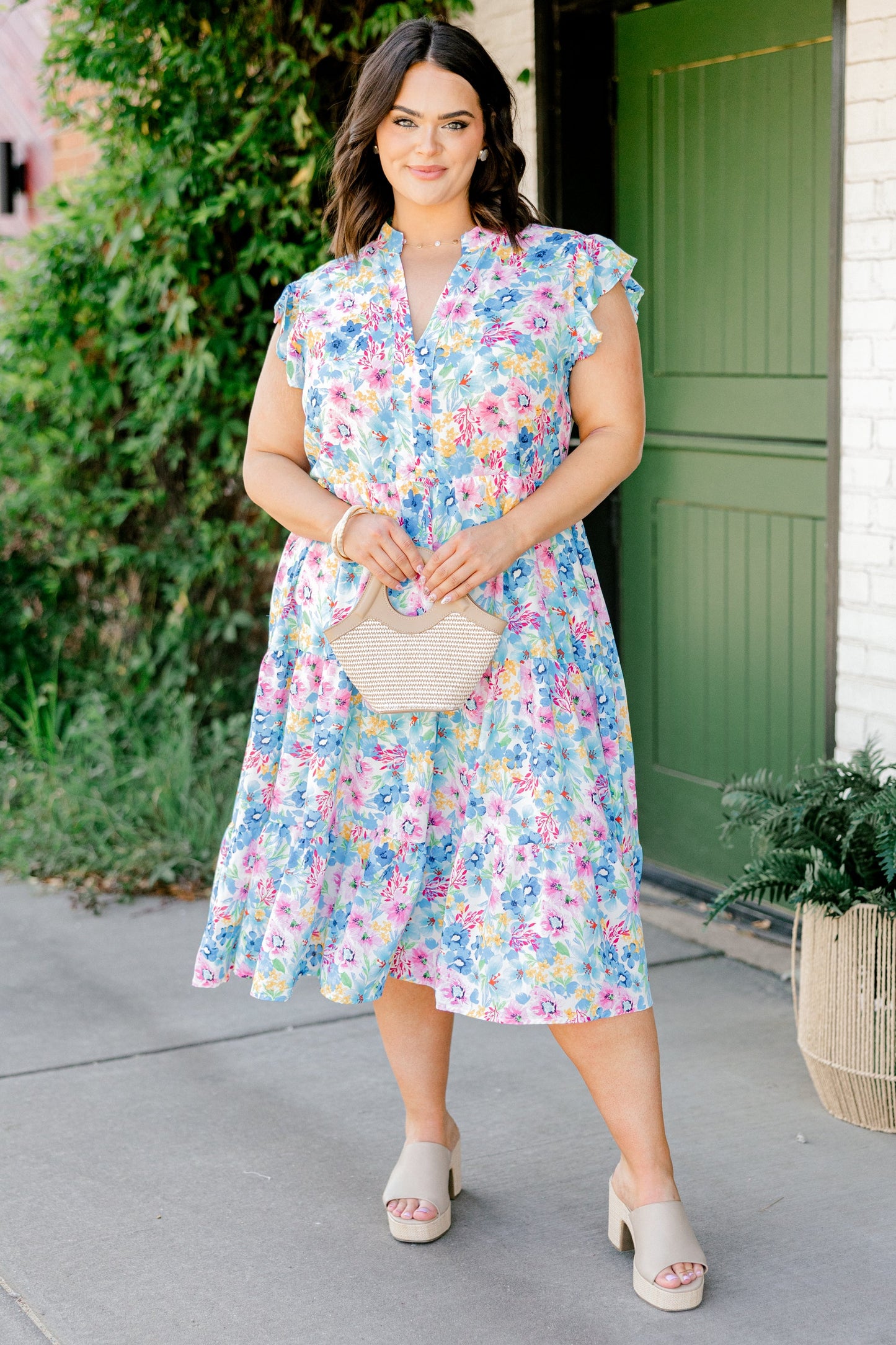 Vestido Midi Esplendor Primaveral, Floral Azul