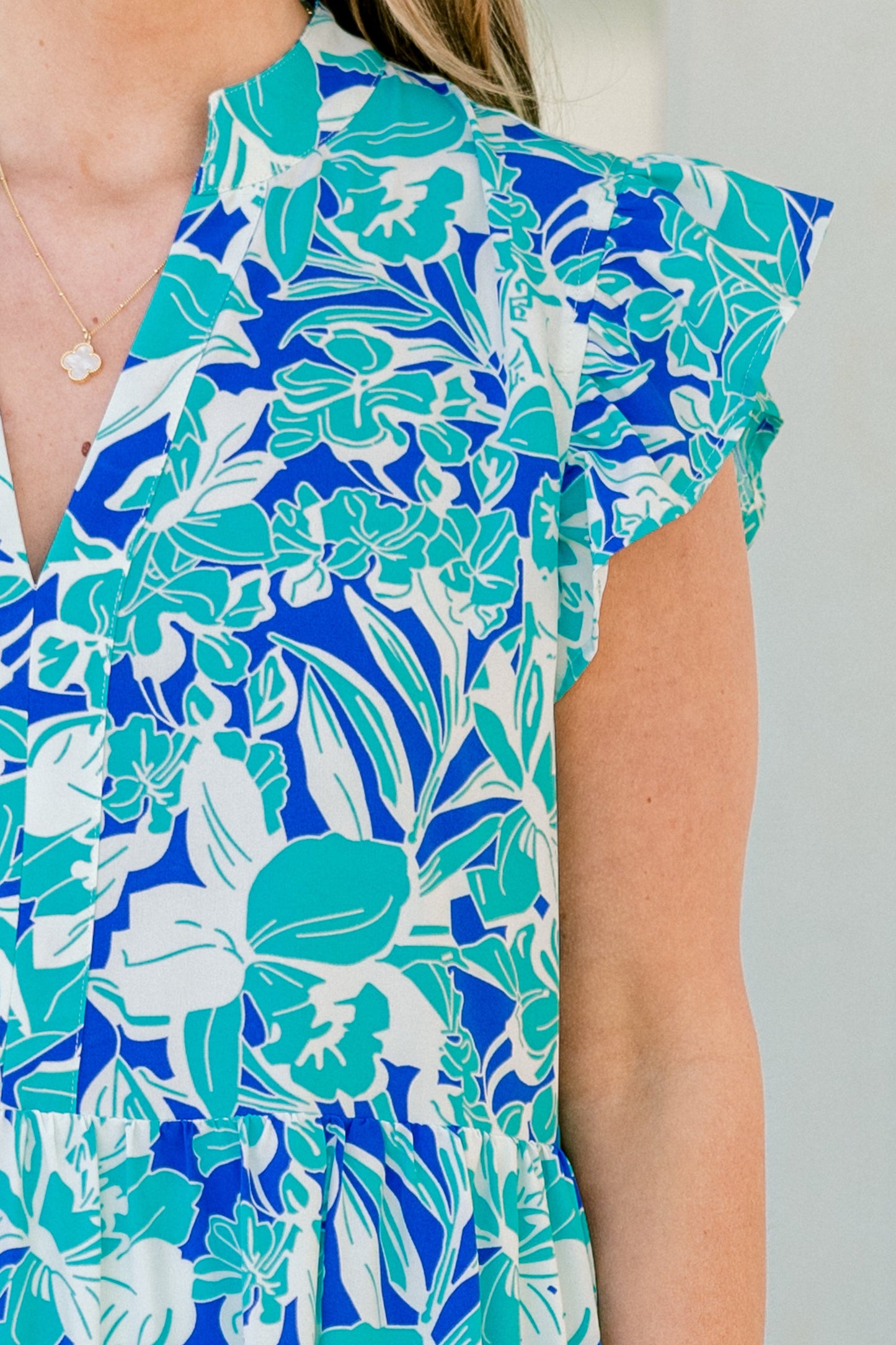 Vestido Midi Esplendor Primaveral, Azul Tropical