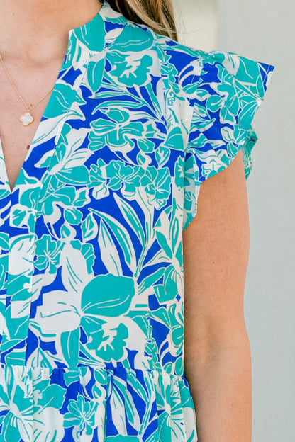 Vestido Midi Esplendor Primaveral, Azul Tropical