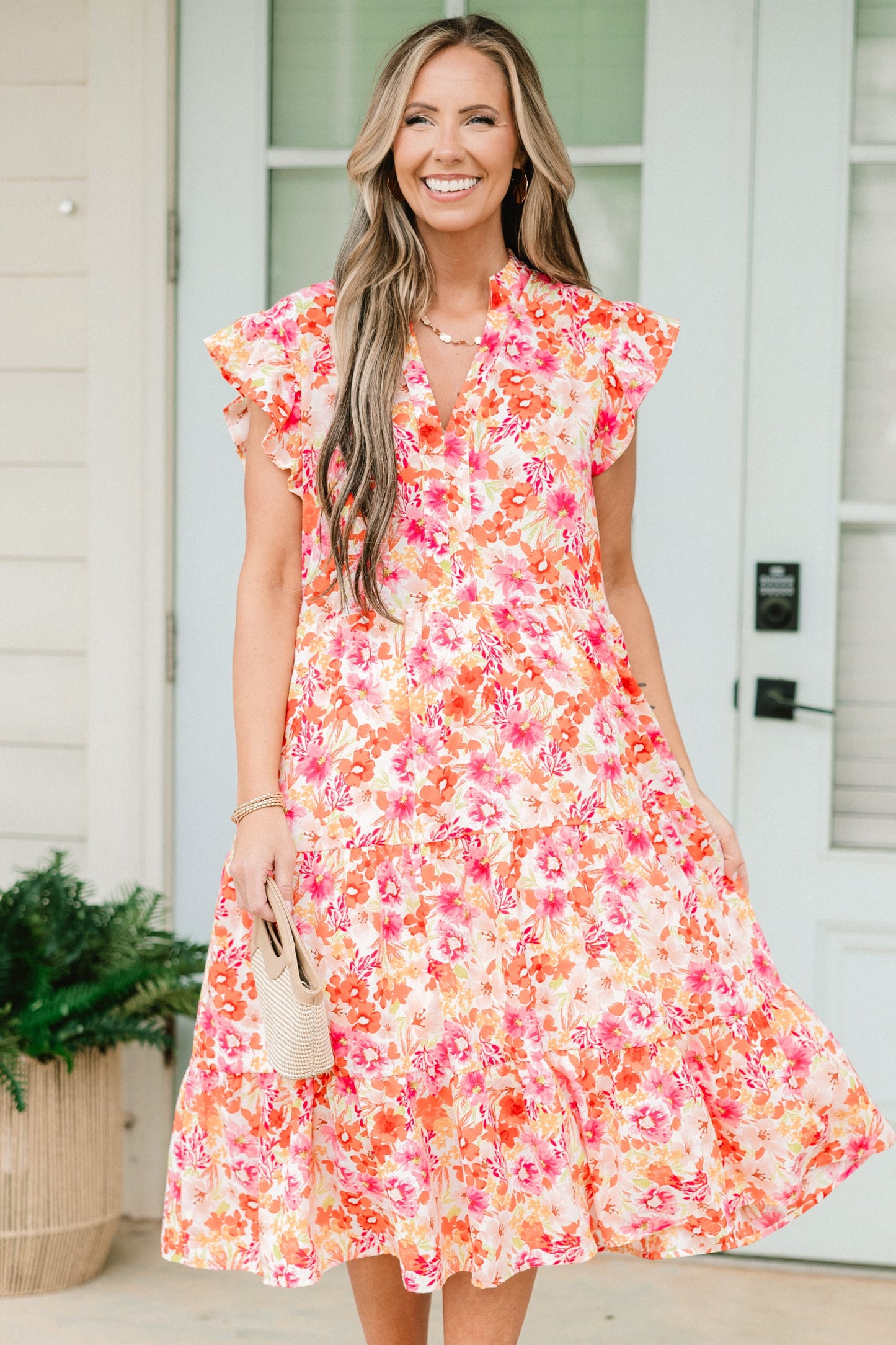 Vestido Midi Esplendor Primaveral, Floral Rosa