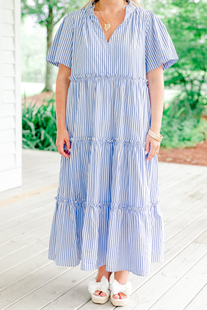 Vestido Straight Shot, Raya Azul
