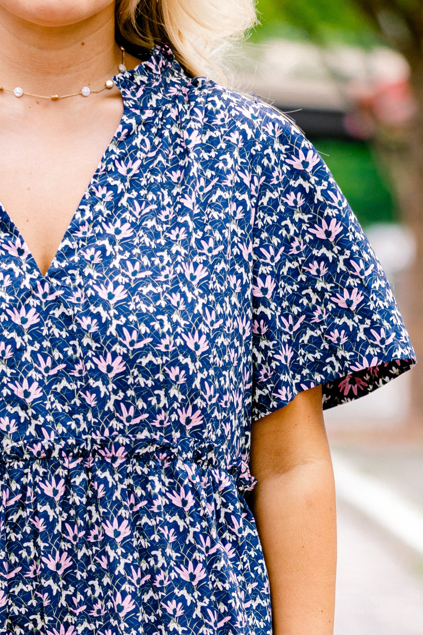 Vestido Straight Shot, Floral Marino