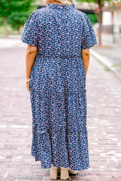 Vestido Straight Shot, Floral Marino