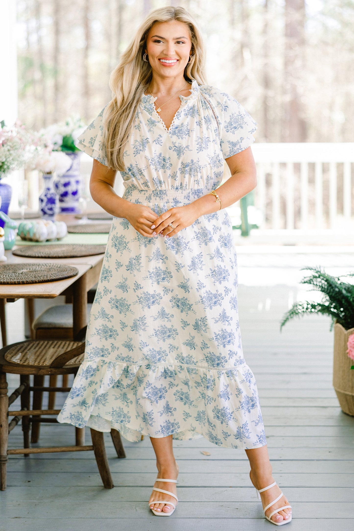 El Vestido Midi Melodía del Jardín, Blanco