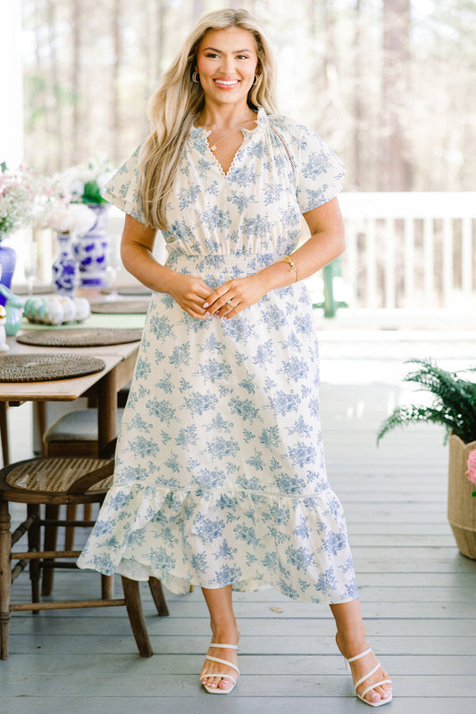 El Vestido Midi Melodía del Jardín, Blanco
