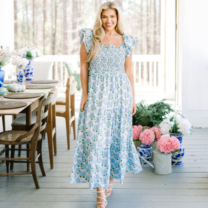 El vestido maxi "La Canción de la Flor Silvestre", Azul