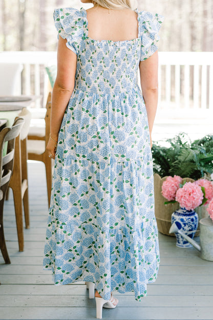 El vestido maxi "La Canción de la Flor Silvestre", Azul