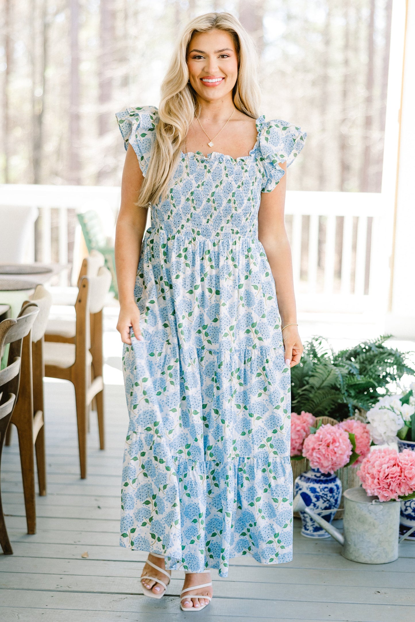 El vestido maxi "La Canción de la Flor Silvestre", Azul