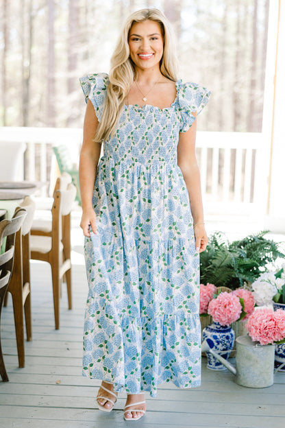 El vestido maxi "La Canción de la Flor Silvestre", Azul