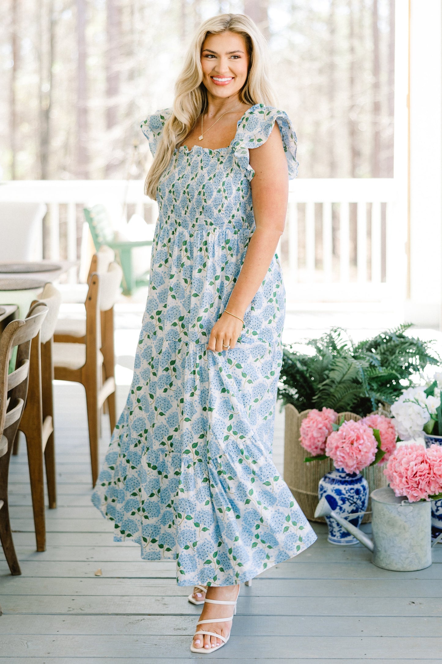 El vestido maxi "La Canción de la Flor Silvestre", Azul
