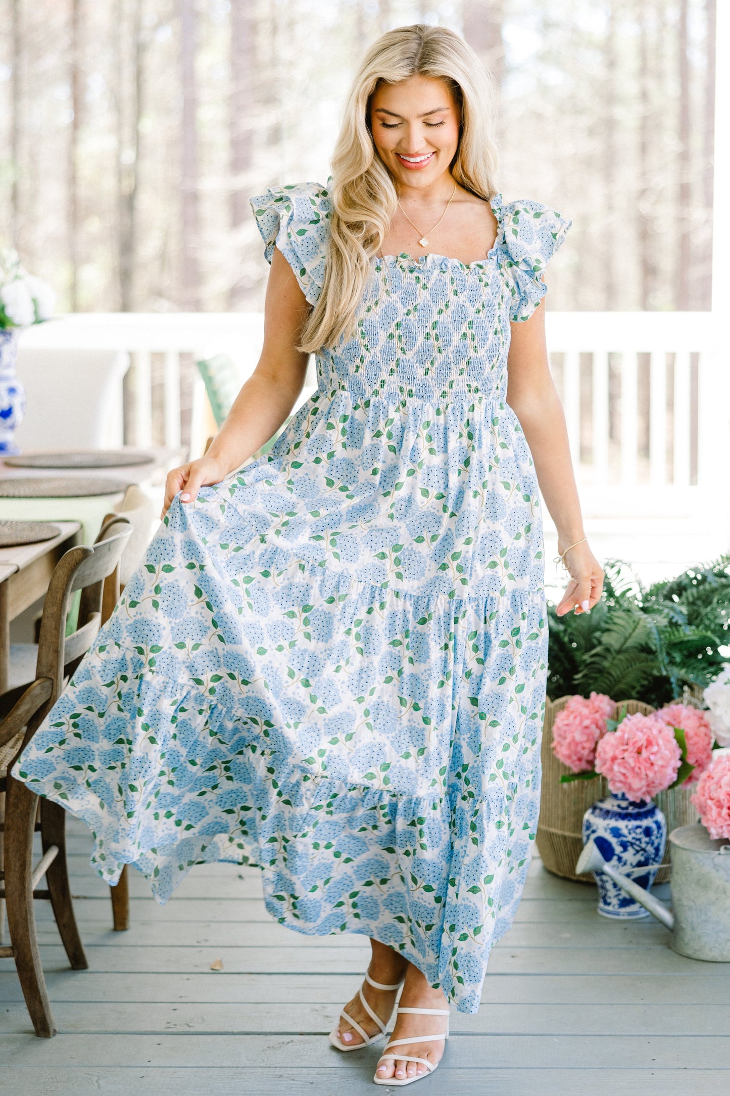 El vestido maxi "La Canción de la Flor Silvestre", Azul