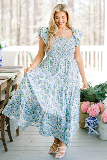 El vestido maxi "La Canción de la Flor Silvestre", Azul