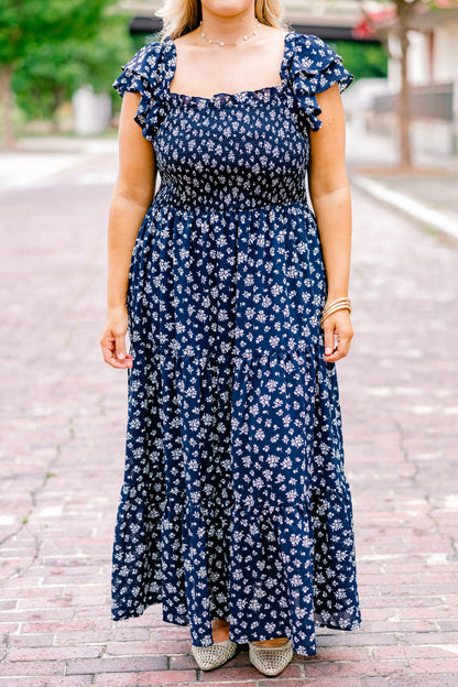 Vestido Maxi "La Canción de las Flores Silvestres", Marino