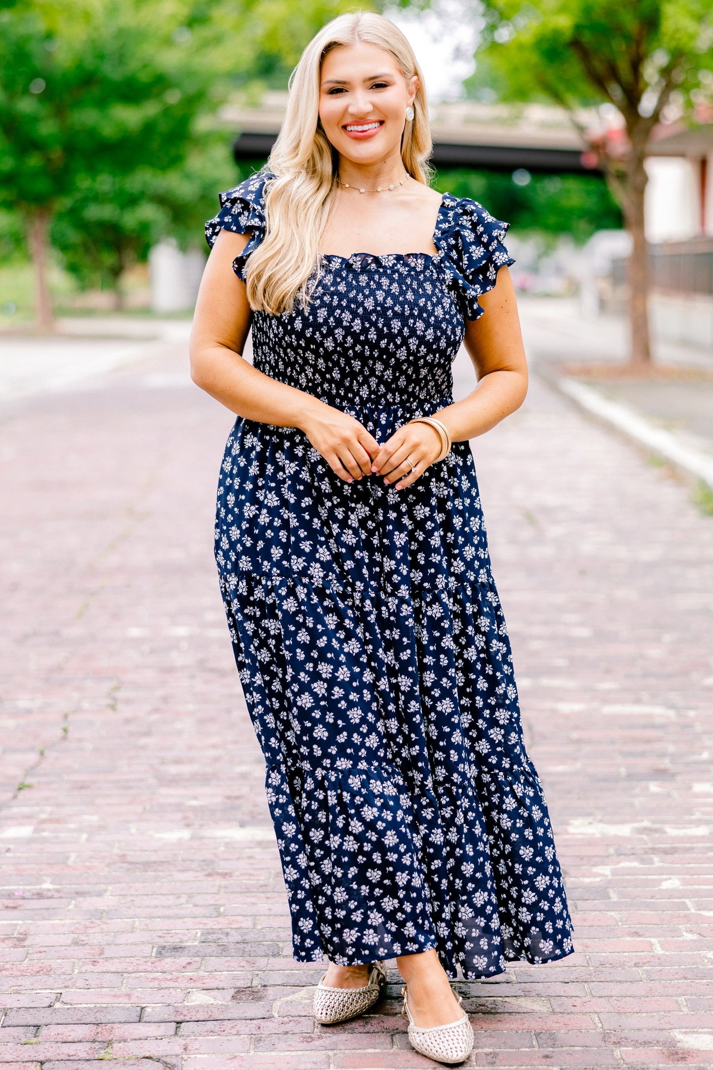 Vestido Maxi "La Canción de las Flores Silvestres", Marino