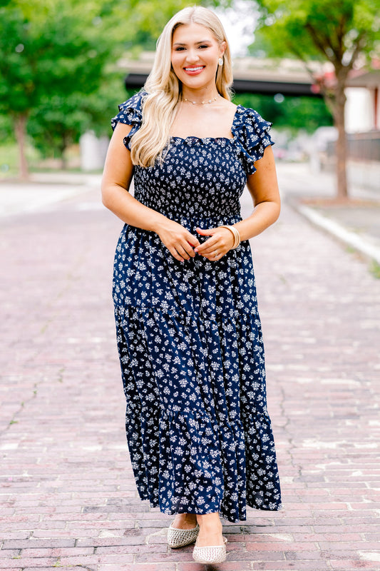 Vestido Maxi "La Canción de las Flores Silvestres", Marino