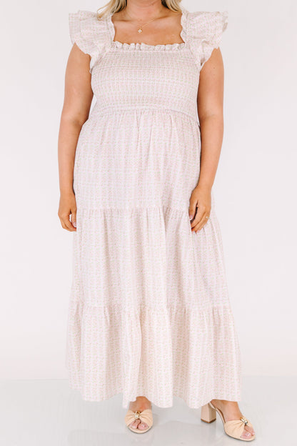 El Vestido Maxi Canción de Flores Silvestres, Ditsy Rosa