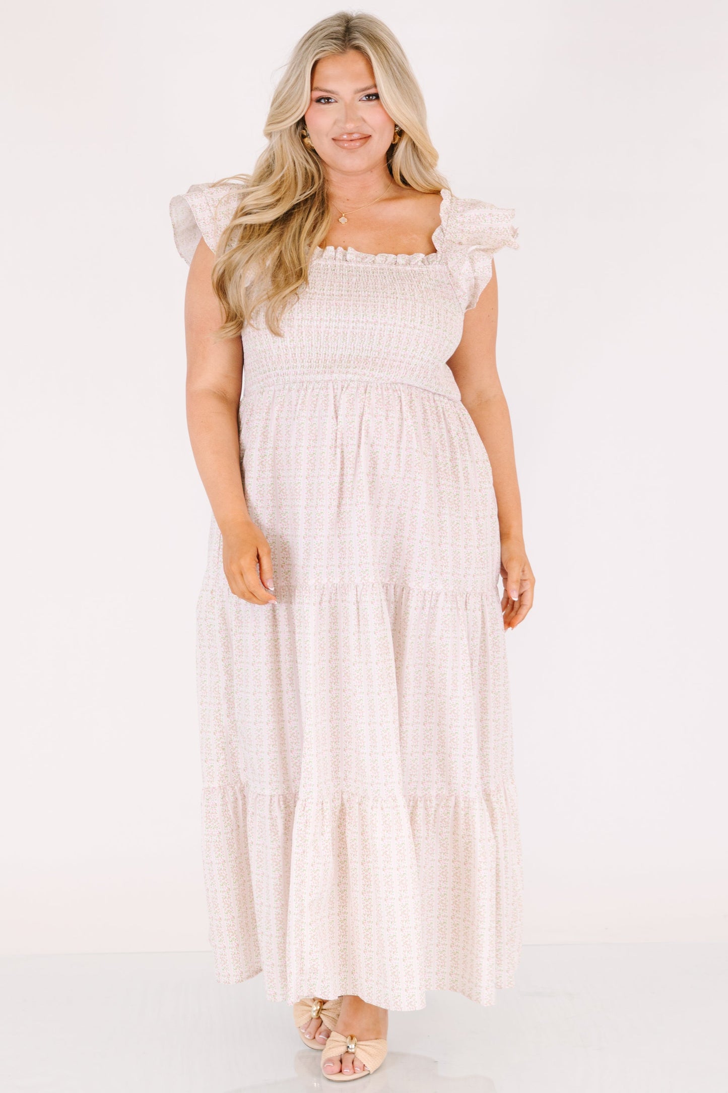 El Vestido Maxi Canción de Flores Silvestres, Ditsy Rosa