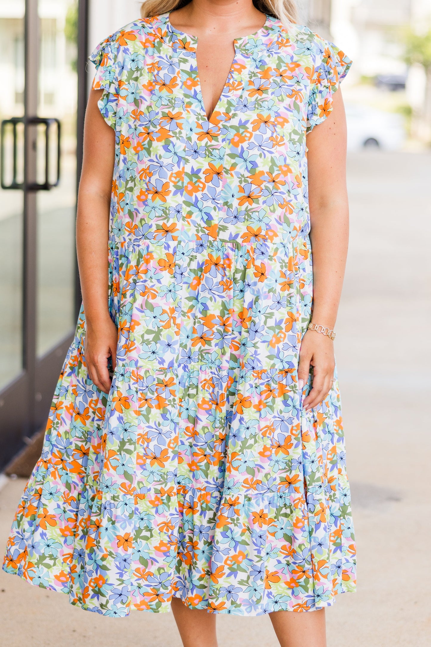 Vestido Midi Oasis Tropical, Azul