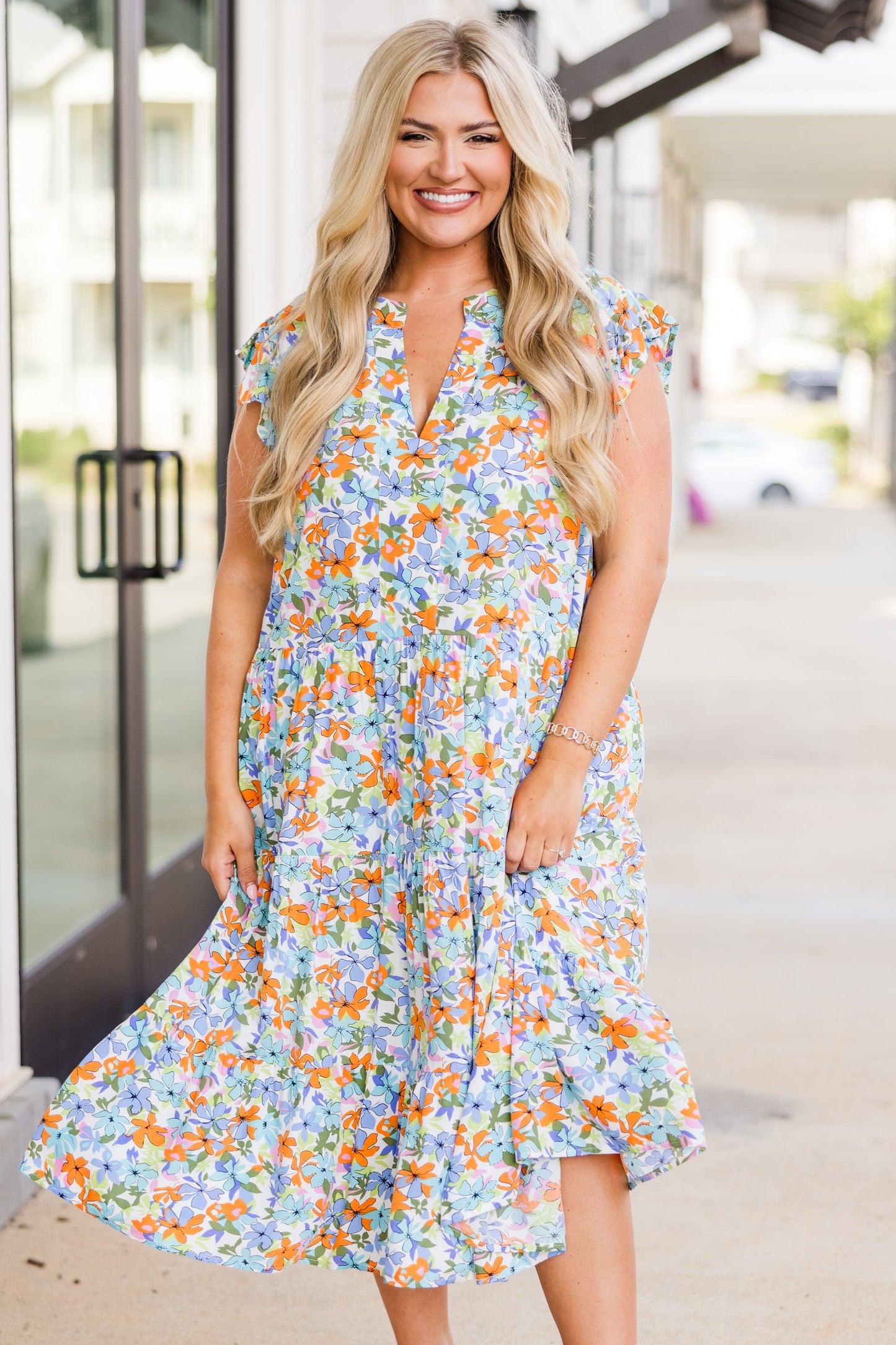 Vestido Midi Oasis Tropical, Azul