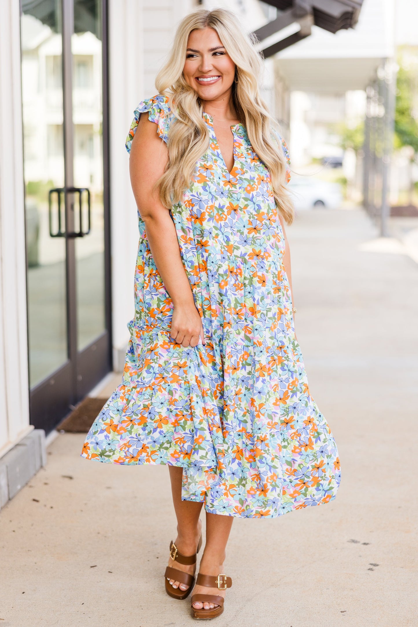 Vestido Midi Oasis Tropical, Azul