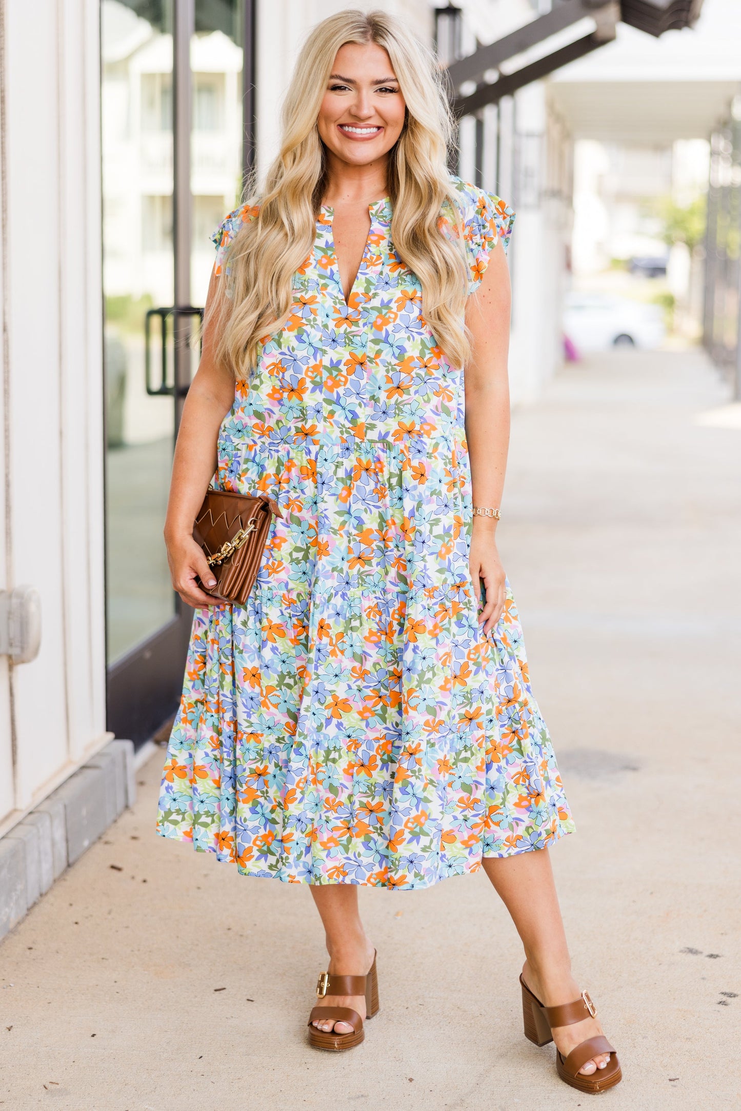 Vestido Midi Oasis Tropical, Azul
