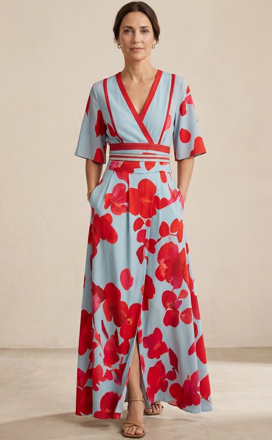 Valentina | Elegant long dress with deep neckline