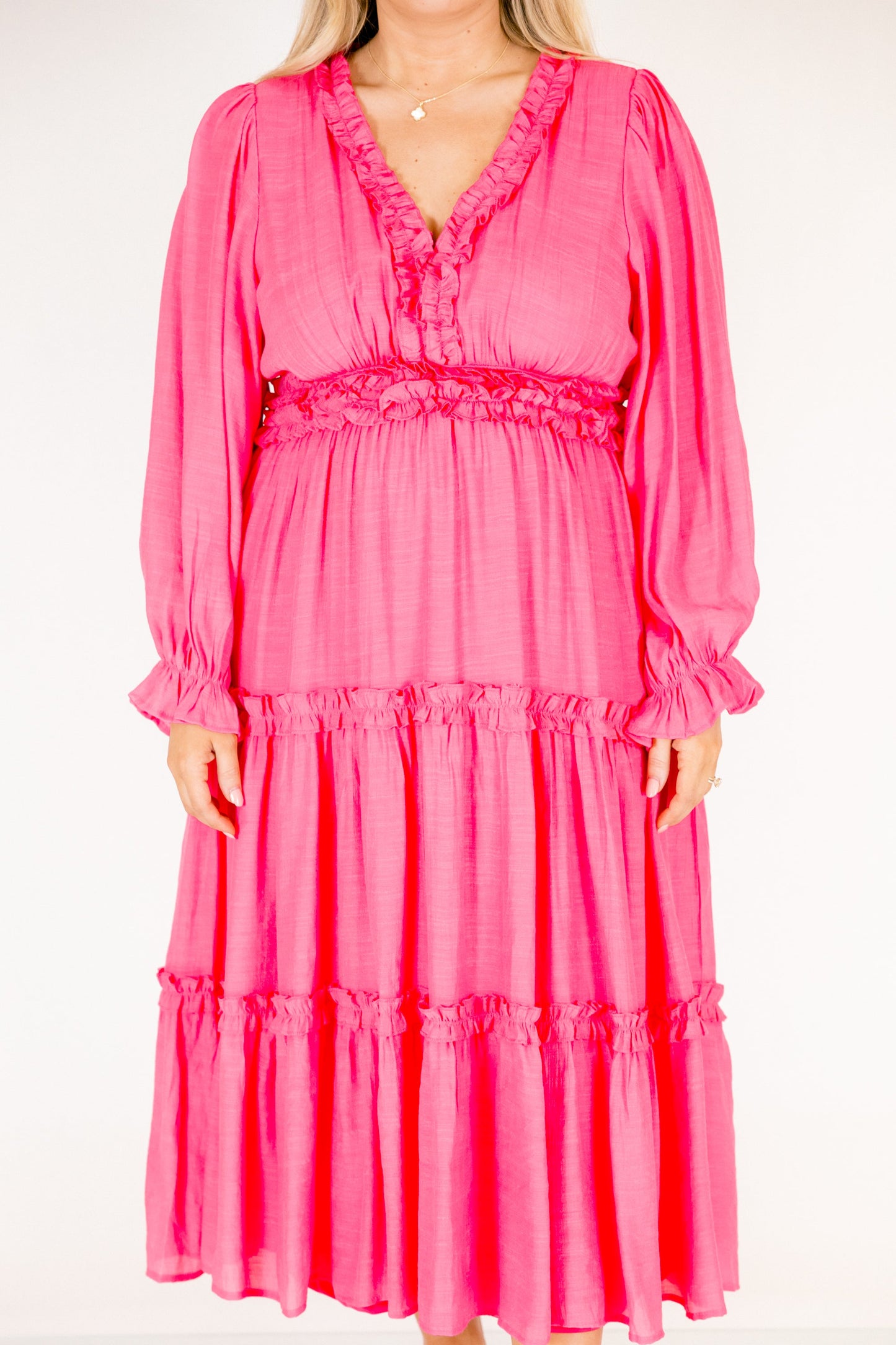 Vestido Vivid Palms, Rosa Fucsia