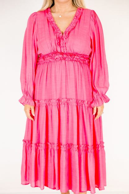 Vestido Vivid Palms, Rosa Fucsia