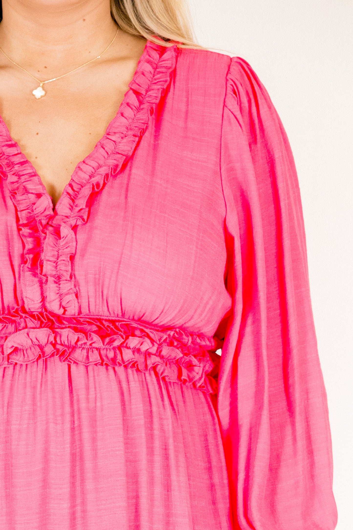 Vestido Vivid Palms, Rosa Fucsia